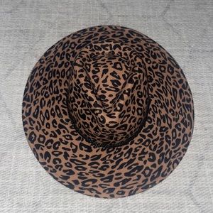 Olive & Pique cheetah print felt western hat, bohemian style, L/XL